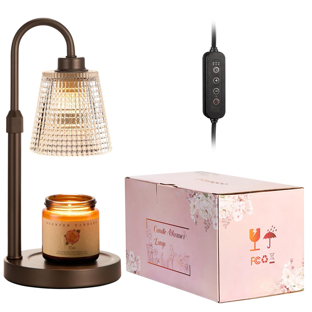 Brown Candle Warmer Lamp with Timer