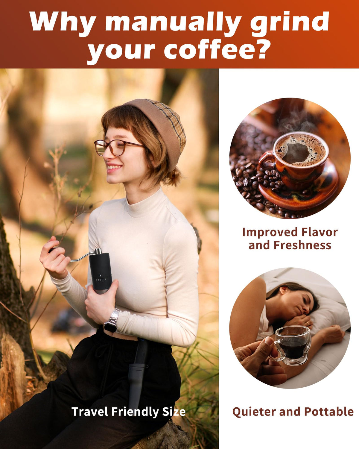 Manual Coffee Grinder With Ceramics Burr For Espresso