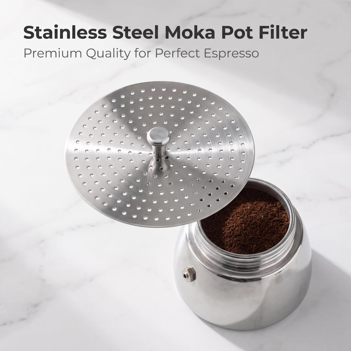 2/4/6/9 Cups Moka Pot Filter Funnel For Espresso Coffee Makers, Stainless Steel Moka Pressed Powder Decrement, Moka Pot Funnel Insert, Home Coffee Brewing Accessory(9Cups)