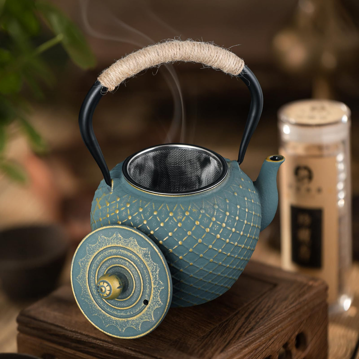 Cast Iron Teapot for Stove Top with Stainless Steel Infuser