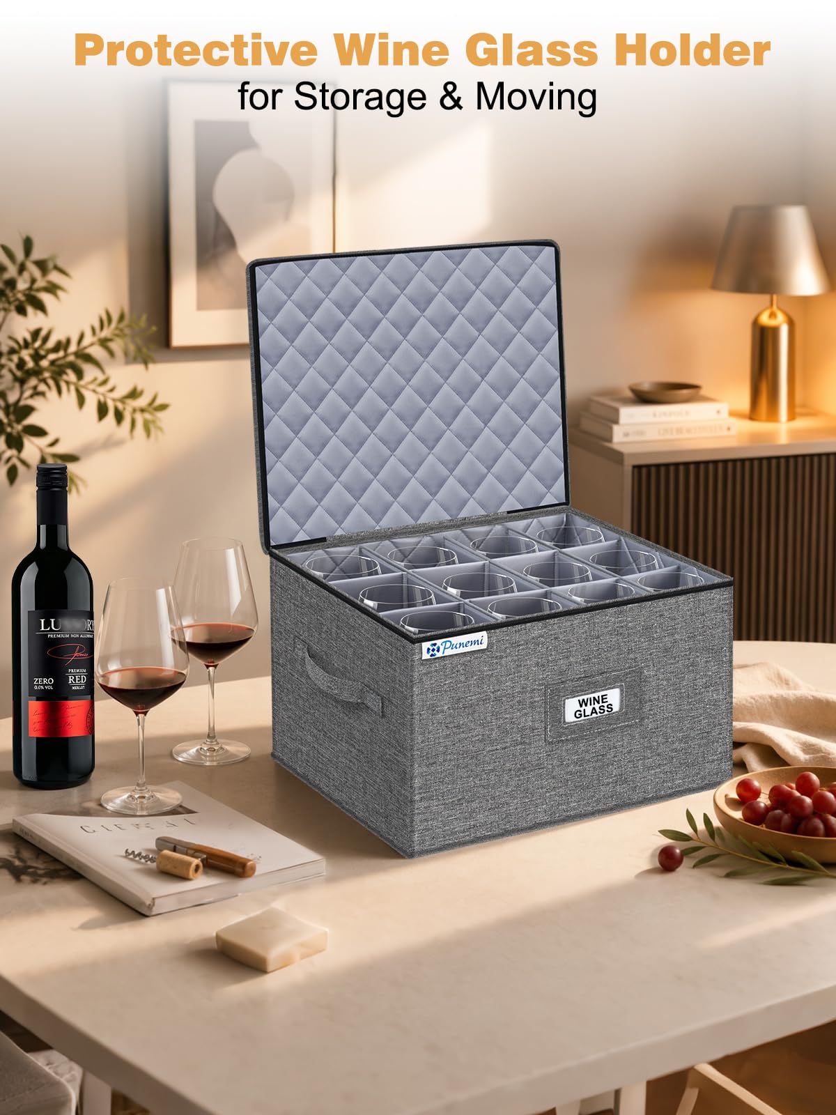 Wine Glass Storage Box for 24 Glasses (2 Count)