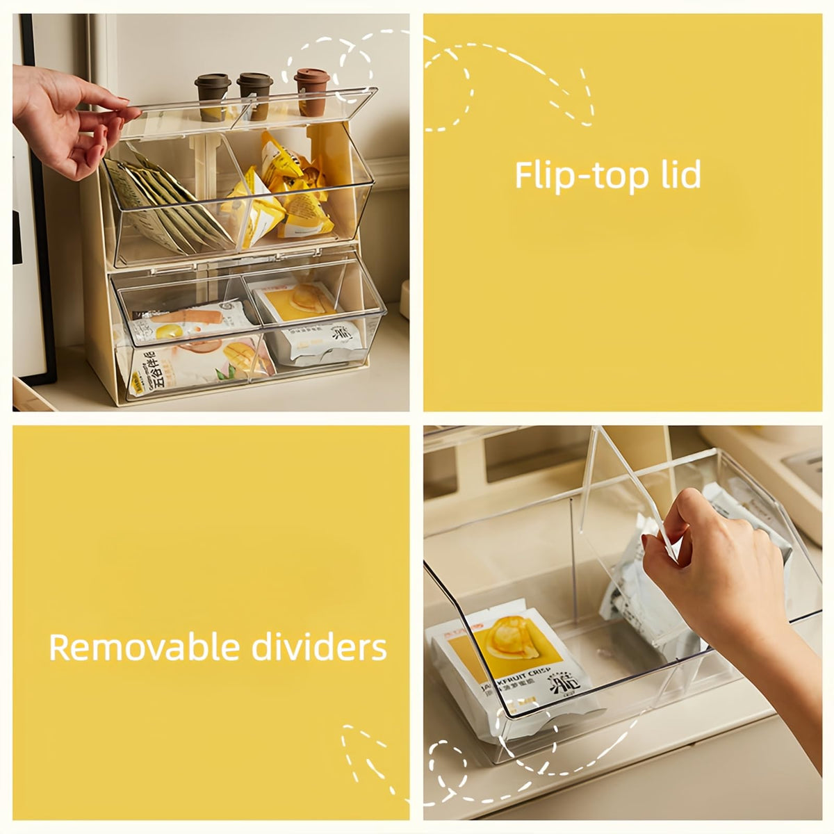 Creamer Holder Plastic Tea Bag Organizer with Lid Large Capacity K Cup Countertop Organizer Versatile Desk Storage Station for Capsule Suger Pods Face Mask Cream