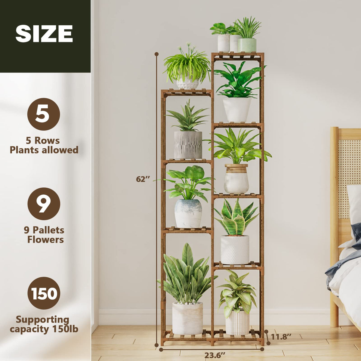 62 " Tall Plant Stand for Indoor Plants Outdoor Corner Plant Shelf