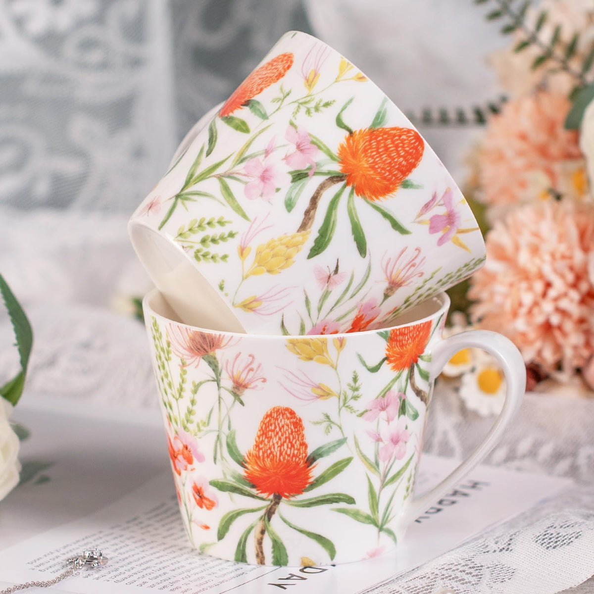 Bone China Coffee Mugs (2 Count)