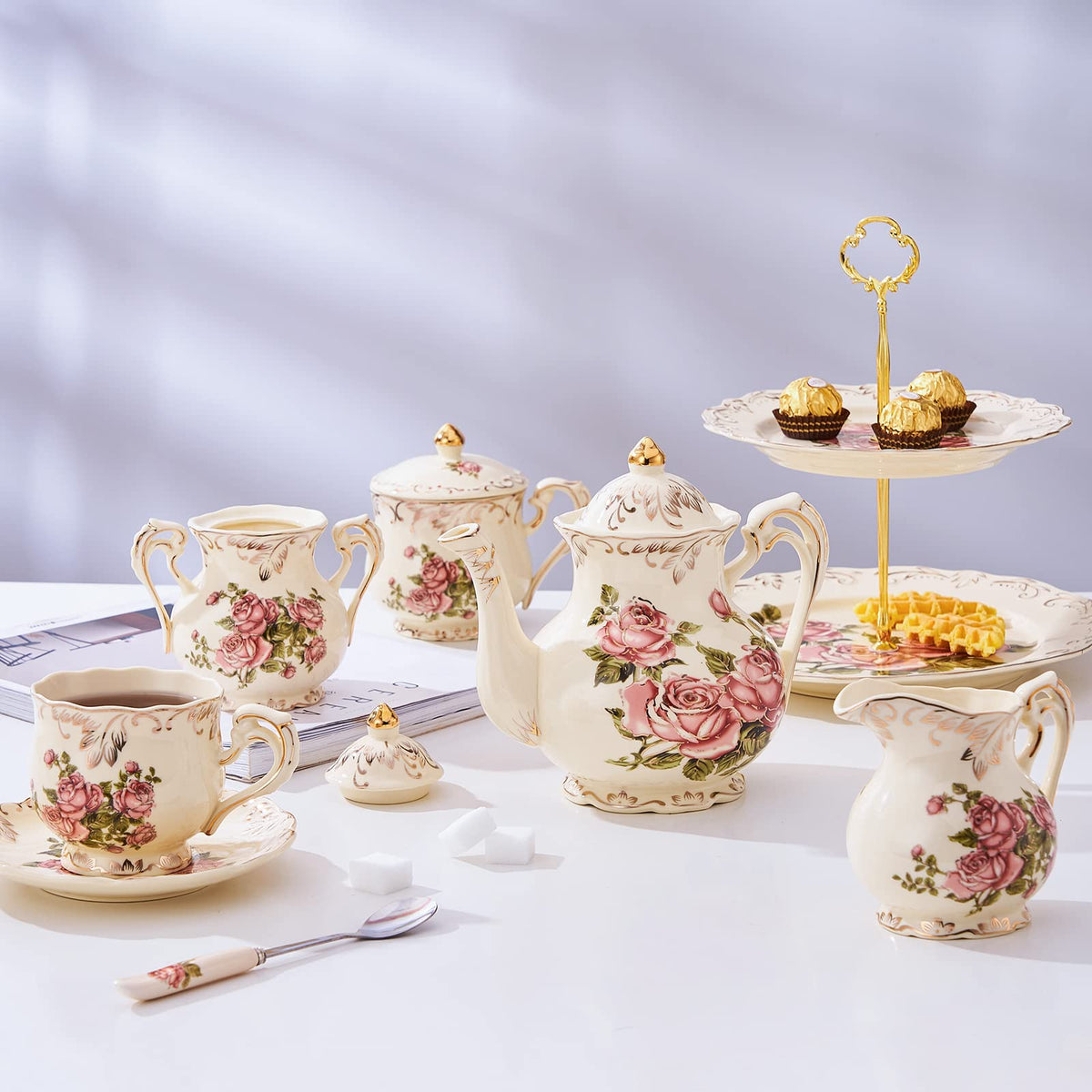 Pink Rose Teapot with Infuser