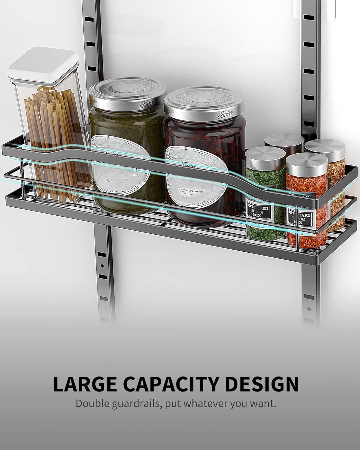 12.2"(W) Narrow 9-Tier Over The Door Pantry Organizer, Pantry Organization and Storage, Black Hanging Basket Wall Spice Rack Seasoning Shelves, Home & Kitchen