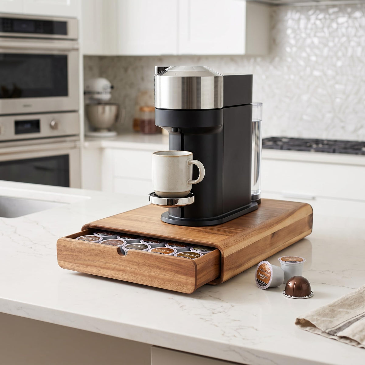 Premium Acacia Wood Coffee Pod Holder