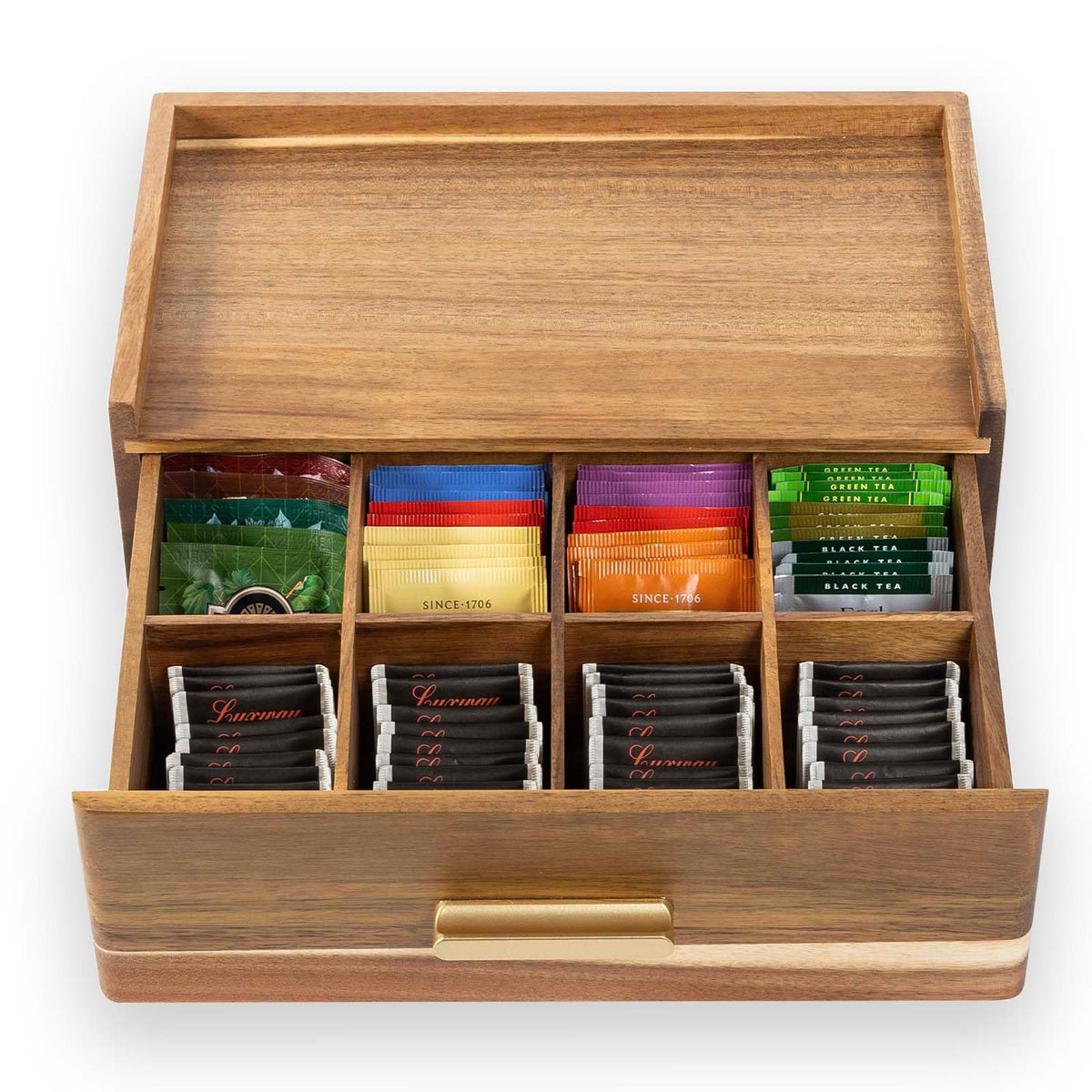 Acacia Wood Tea Bag Organizer