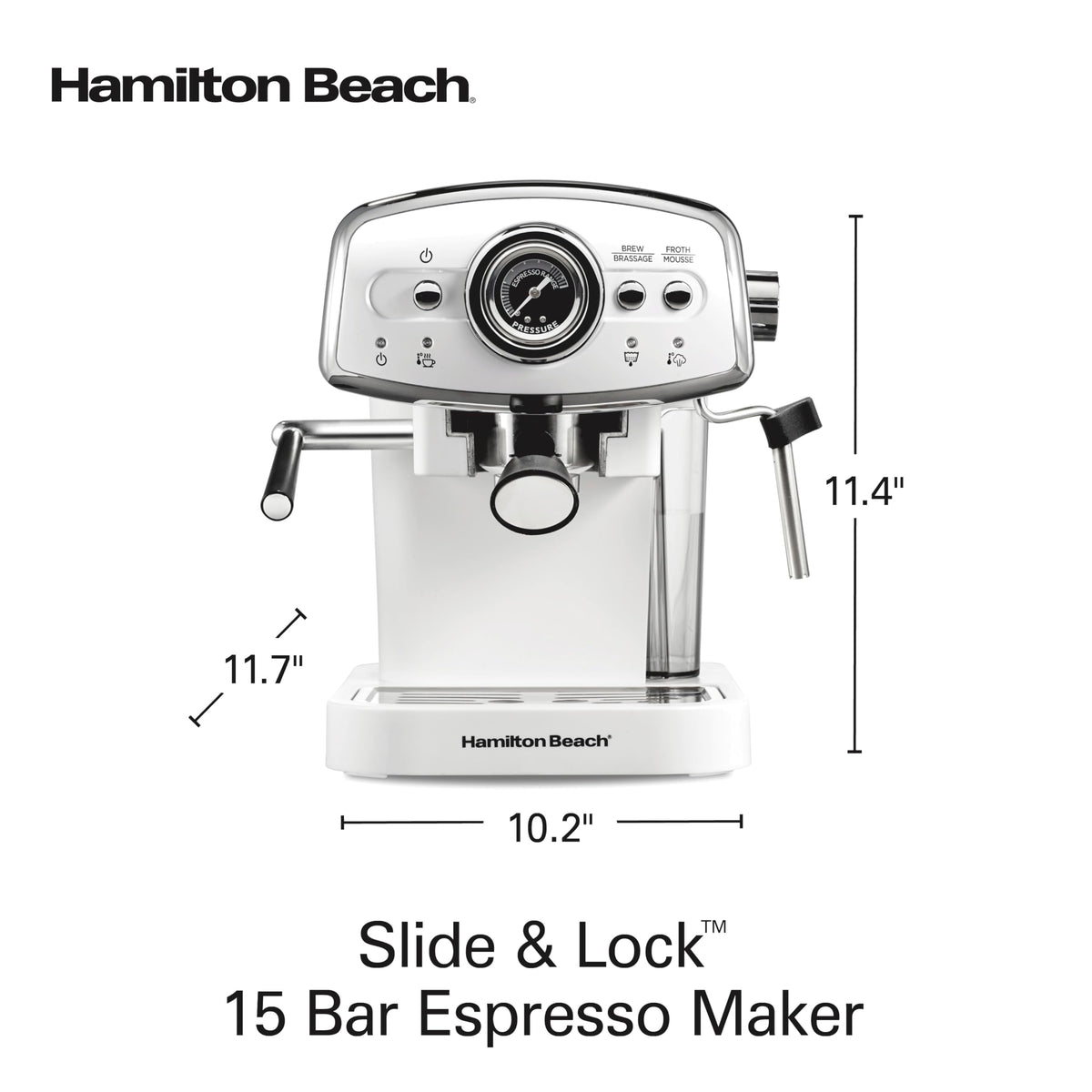 Slide & Lock Espresso Machine With Milk Frother Steam Wand For Cappuccino & Latte