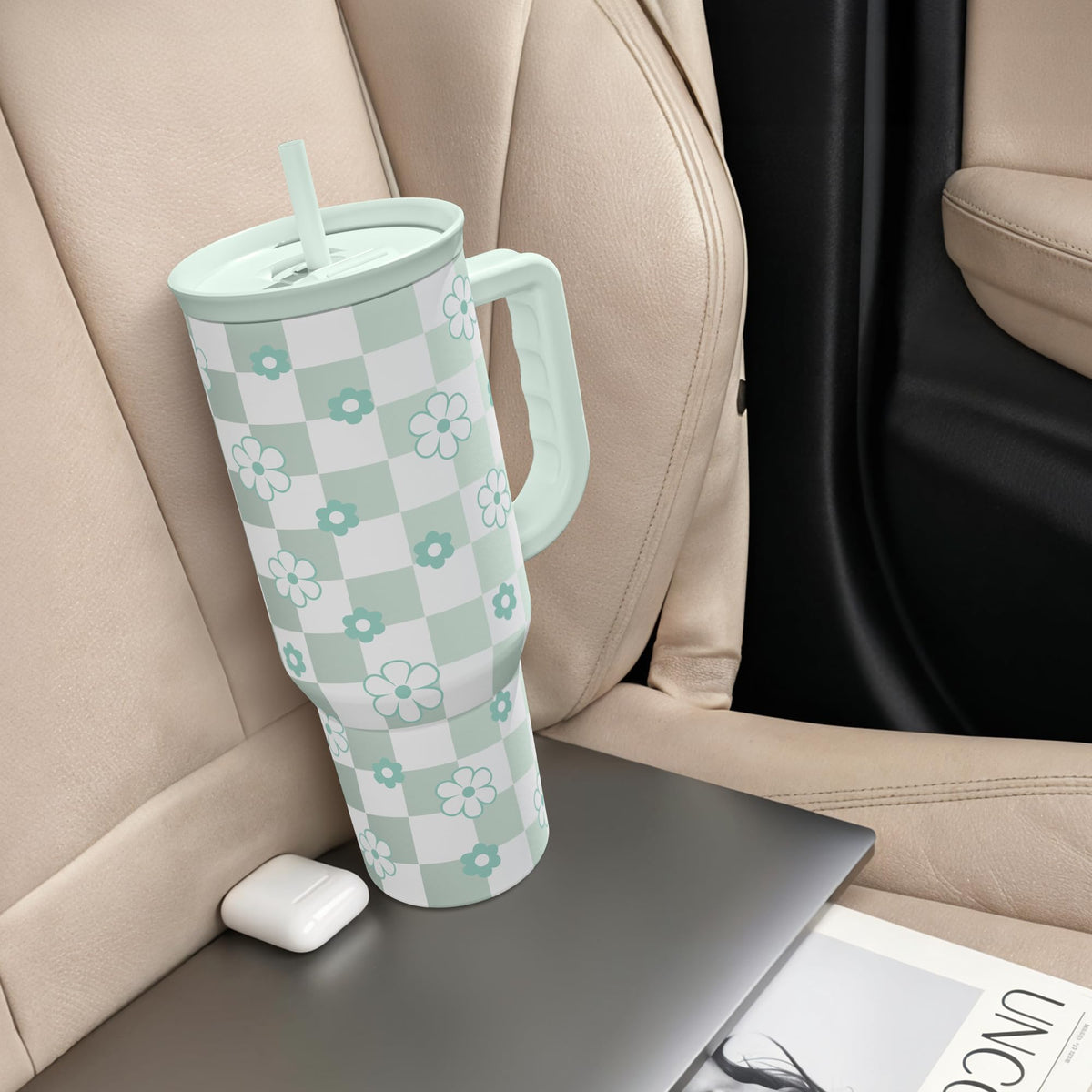 40oz Daisy Flower Tumbler with Handle and Straw