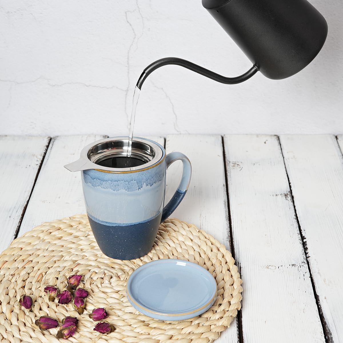 Ceramic Tea Cup with Infuser and Lid