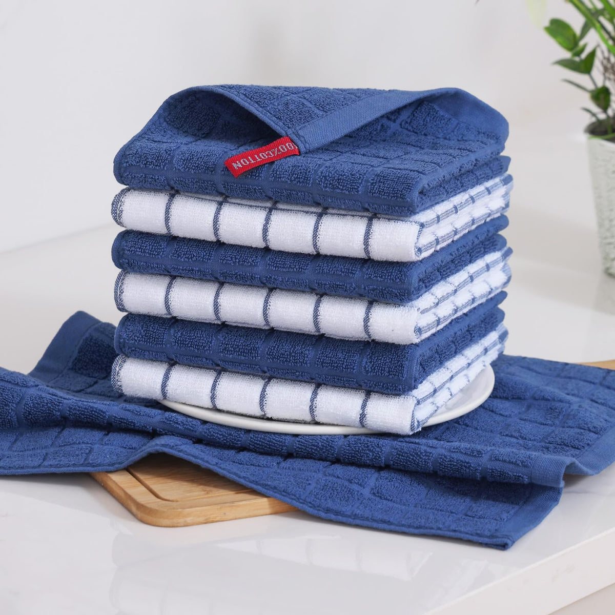 Premium Cotton Kitchen Dish Cloths 12"x 12" (8 Count)