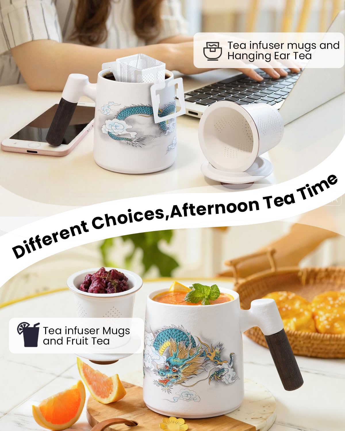 Ceramic Tea Infuser Cup with Lid