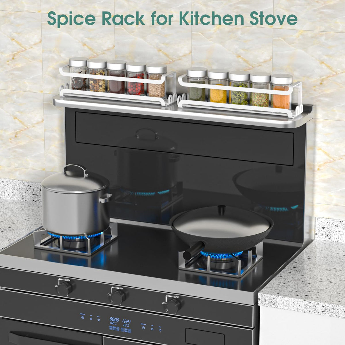 2 Pack Wall Mounted Spice Rack for Spice Jars & Seasonings (2 Count)