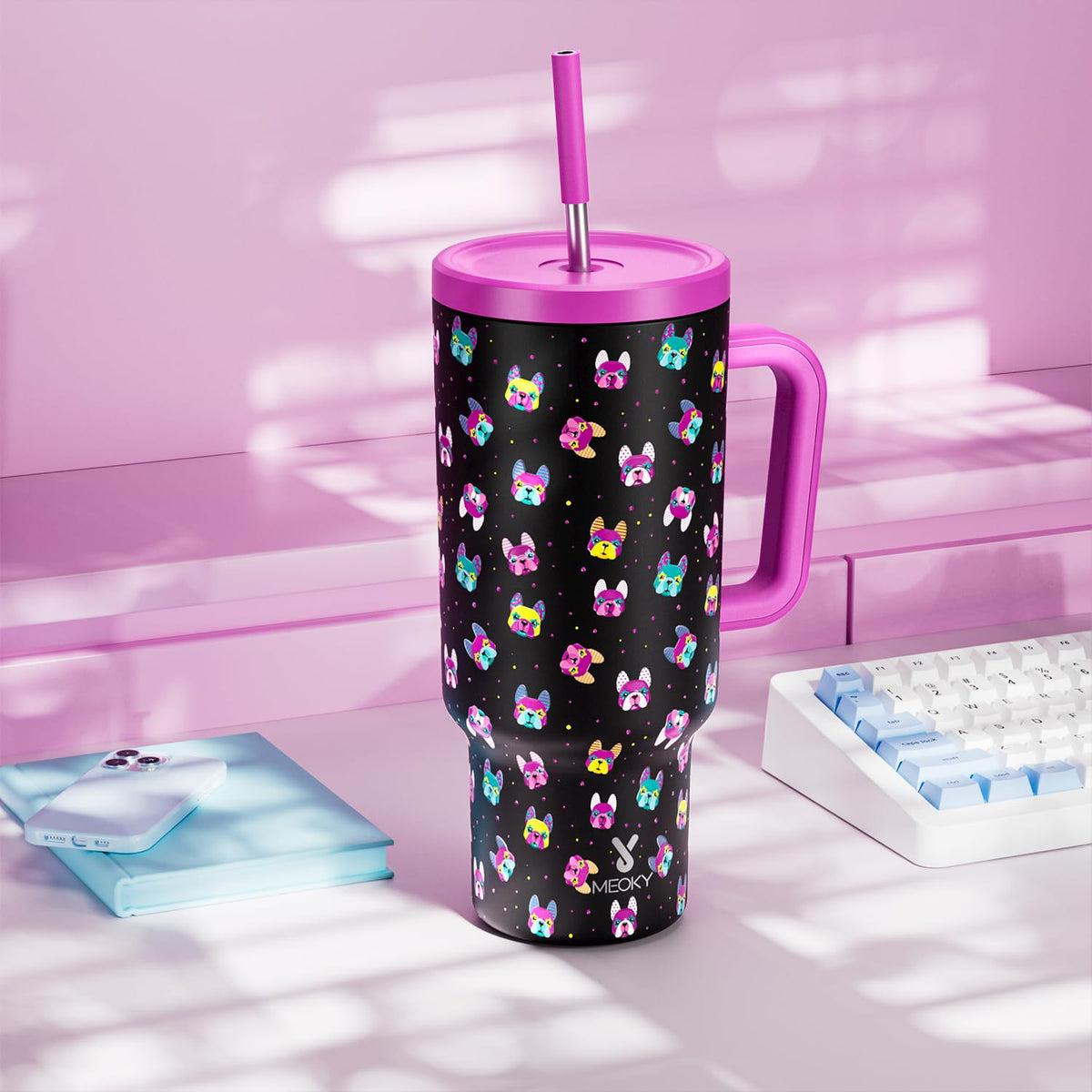 40 oz Tumbler with Handle and Straw