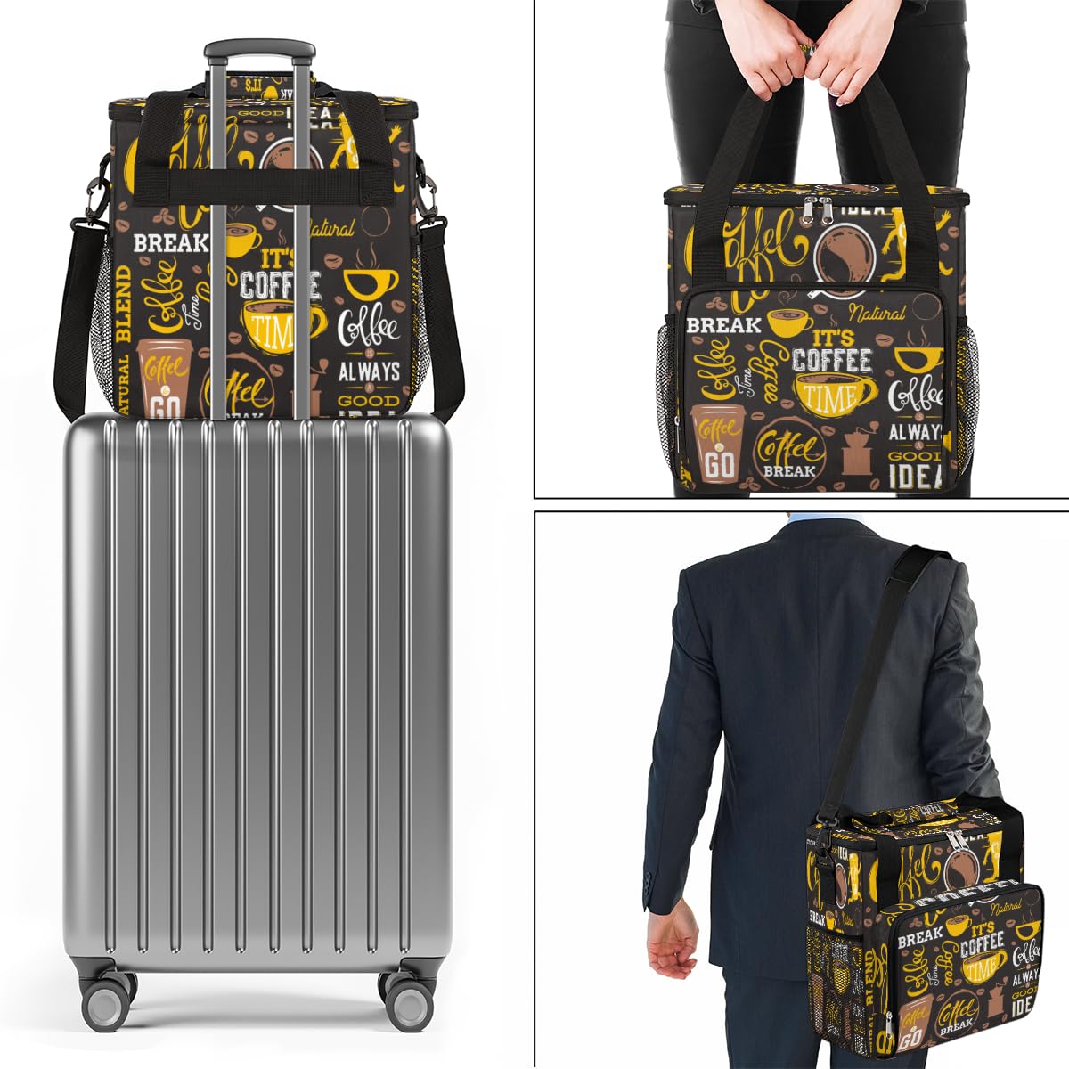 Yellow Coffee Break Cafe Maker Carring Bag Travel Carrying Storage Tote Compatible with Keurig K