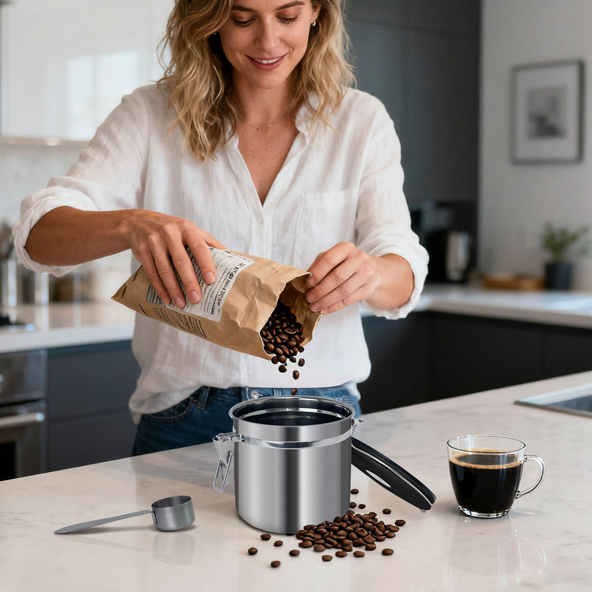 1.2L Airtight Vacuum Coffee Canister (14.4 Ounce)