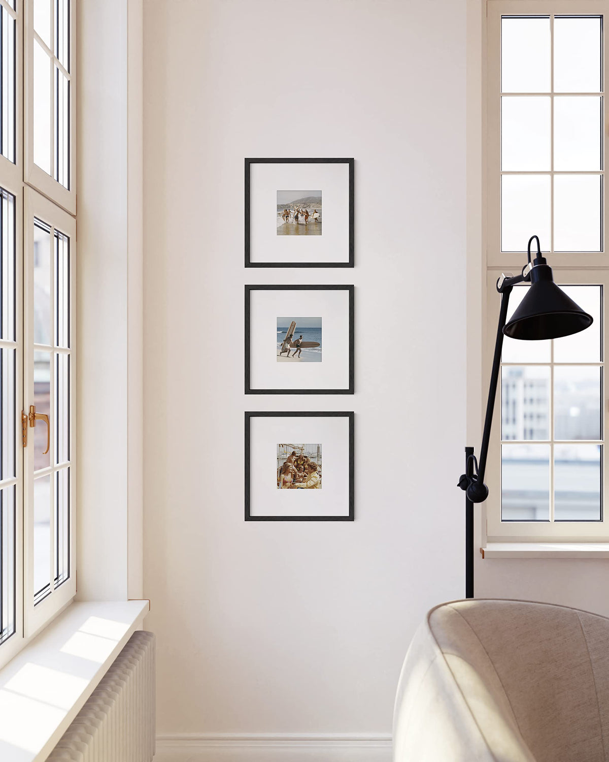 Solid Oak Wood 10”x10” Picture Frames Matted to 5”x5” Set of 3 (3 Count)