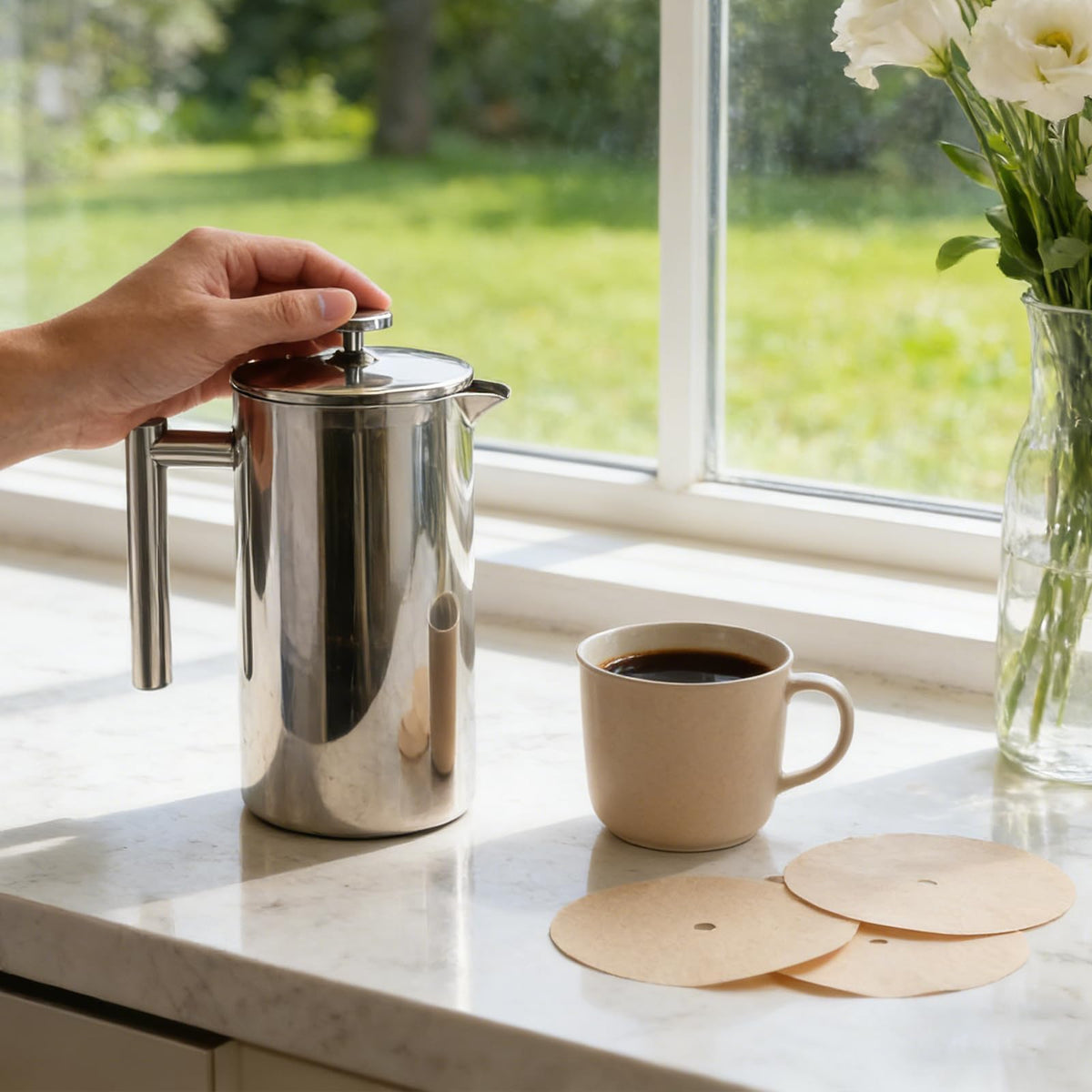 100 Pcs Paper Filters for Ziruma French Press 34 Oz (100 Count)