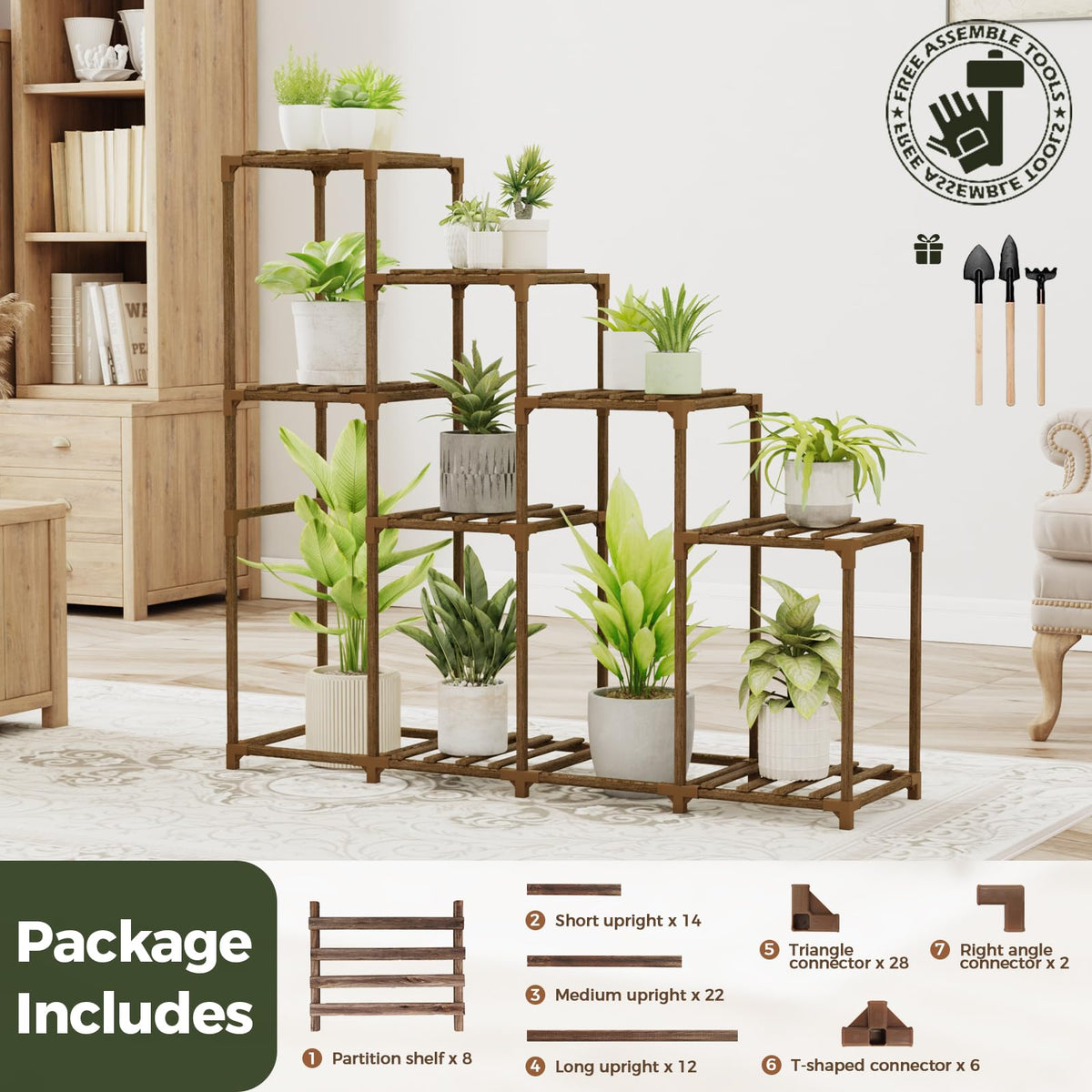 Tall Plant Stand Indoor Wood Plant Shelf Outdoor Tiered Plant Rack