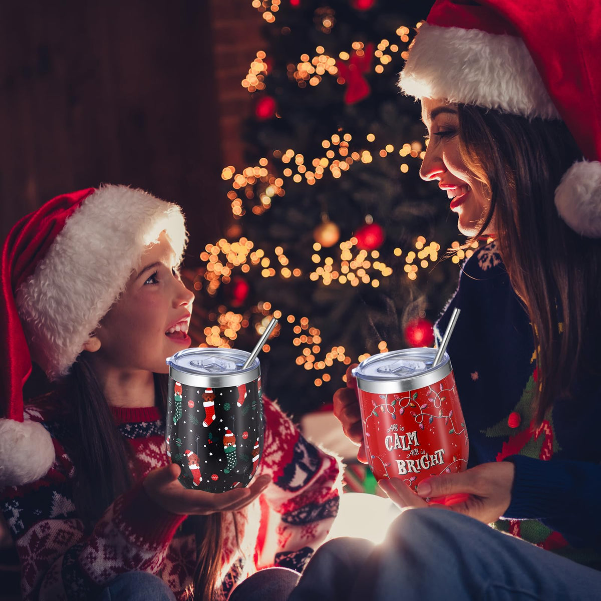 12 Pack Christmas Tumbler Bulk with Lid and Straw Brush (12 Count)