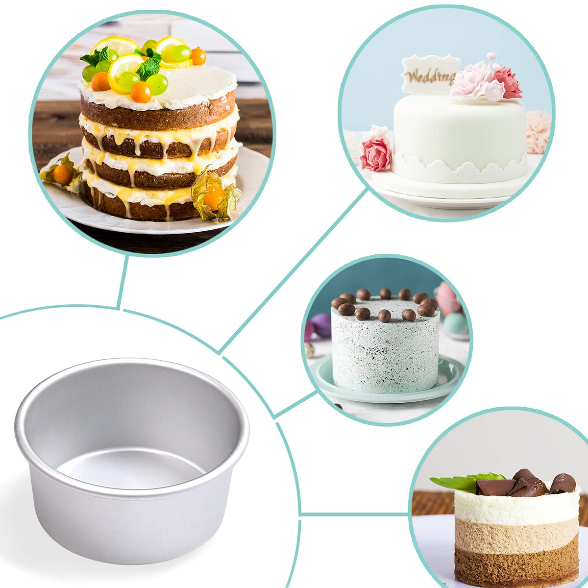 4 Inch Aluminum Round Cake Pan (8 Count)