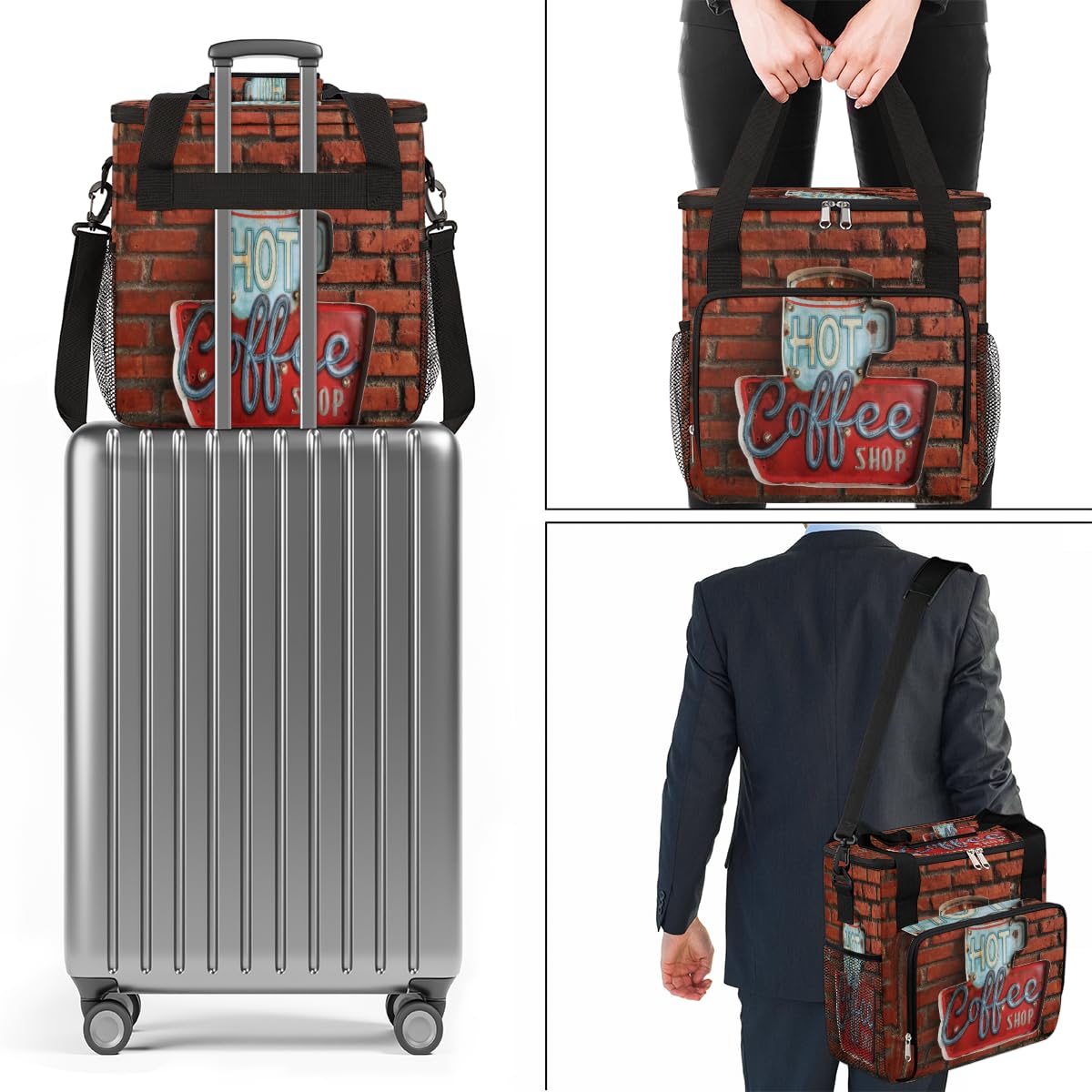 Vintage Red Brick Coffee Maker Carring Bag Travel Carrying Storage Tote Compatible with Keurig K