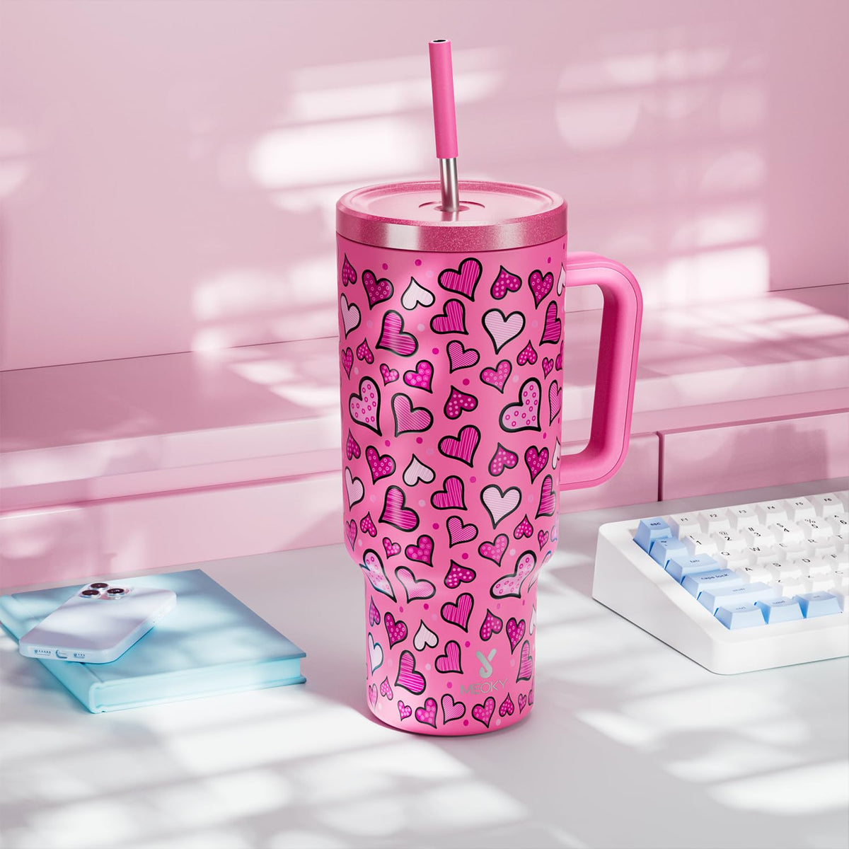 40 oz Tumbler with Handle and Straw