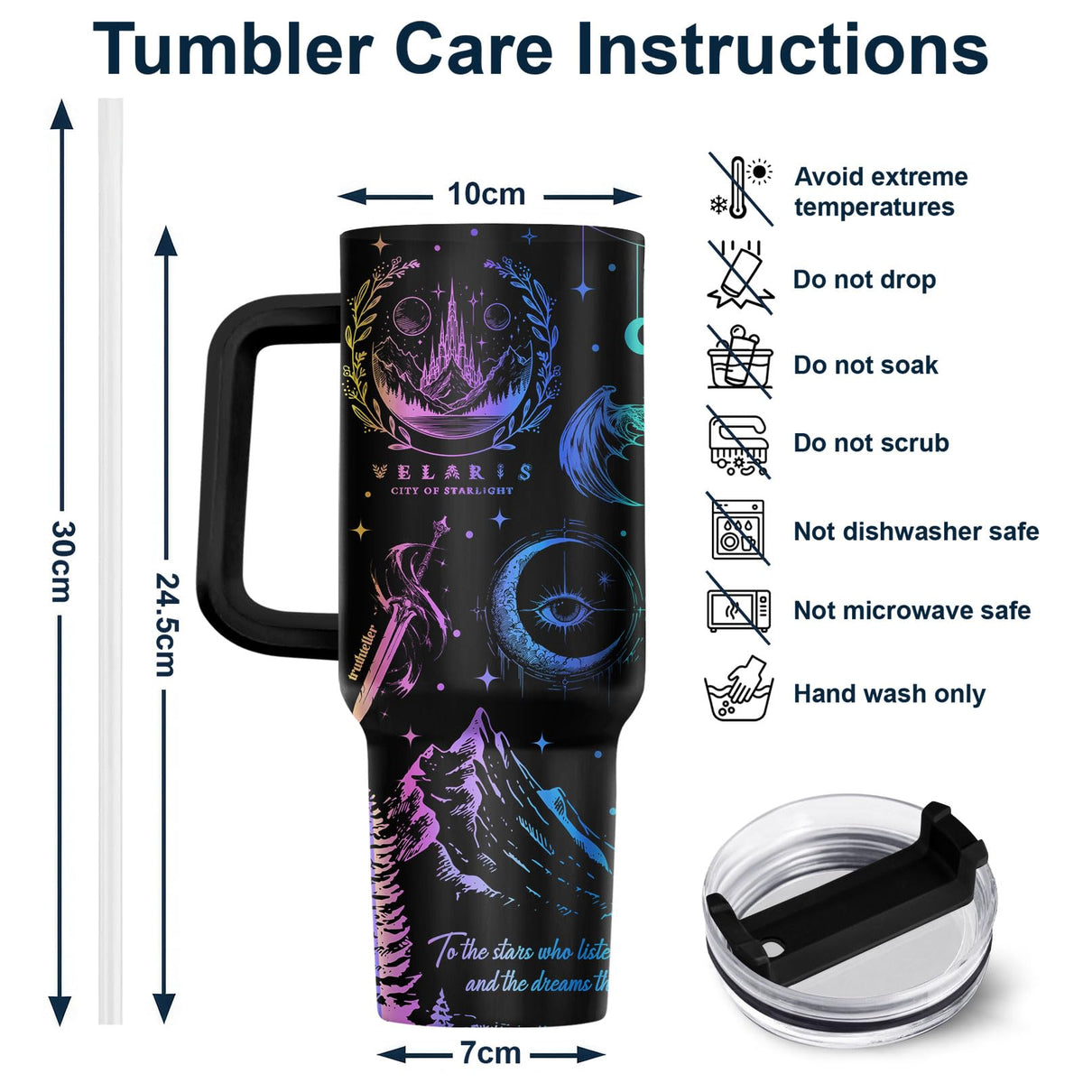 Celestial Dragon 40 oz Tumbler with Handle