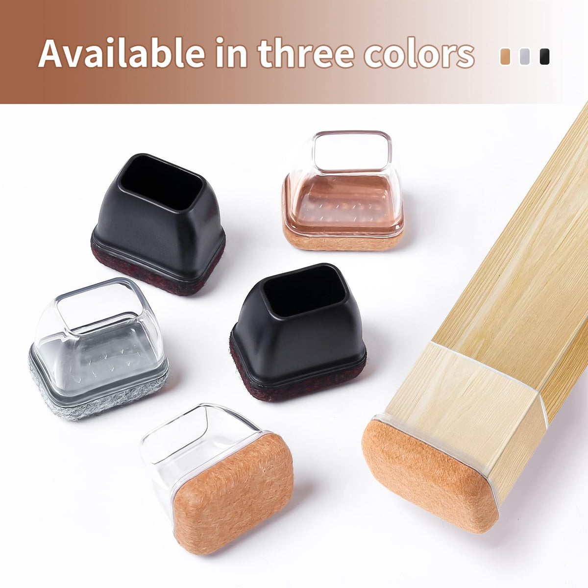 Rectangle Chair Leg Floor Protectors Caps for Hardwood Floors (24 Count)