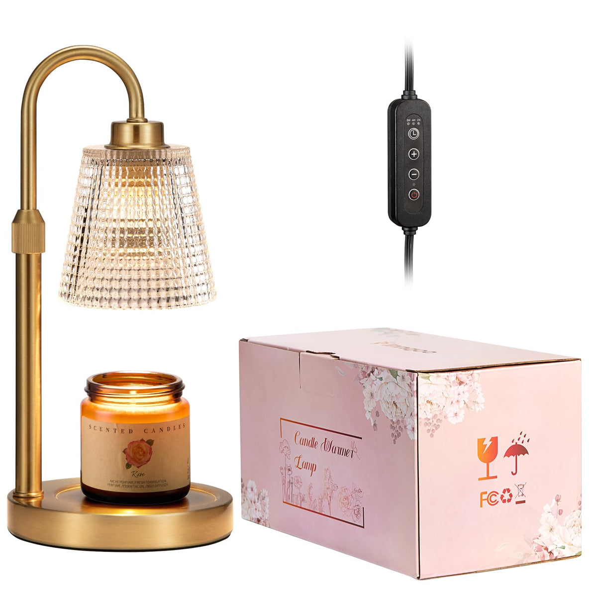 Gold Candle Warmer Lamp with Timer Home Decor Gifts for Women