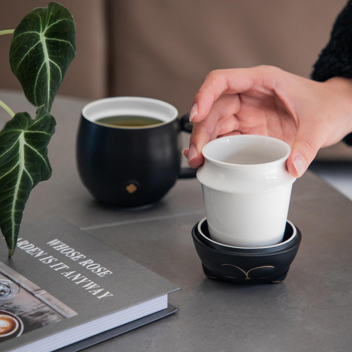 Ceramic Black Cat Tea Cup 10oz with Infuser and Lid