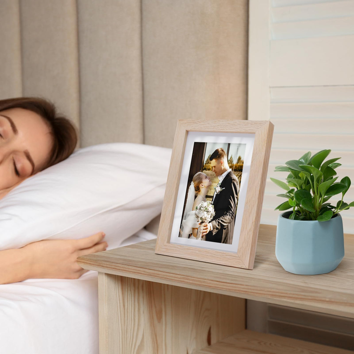 4x6 Solid Oak Wood Picture Frame with 3x5 Mat