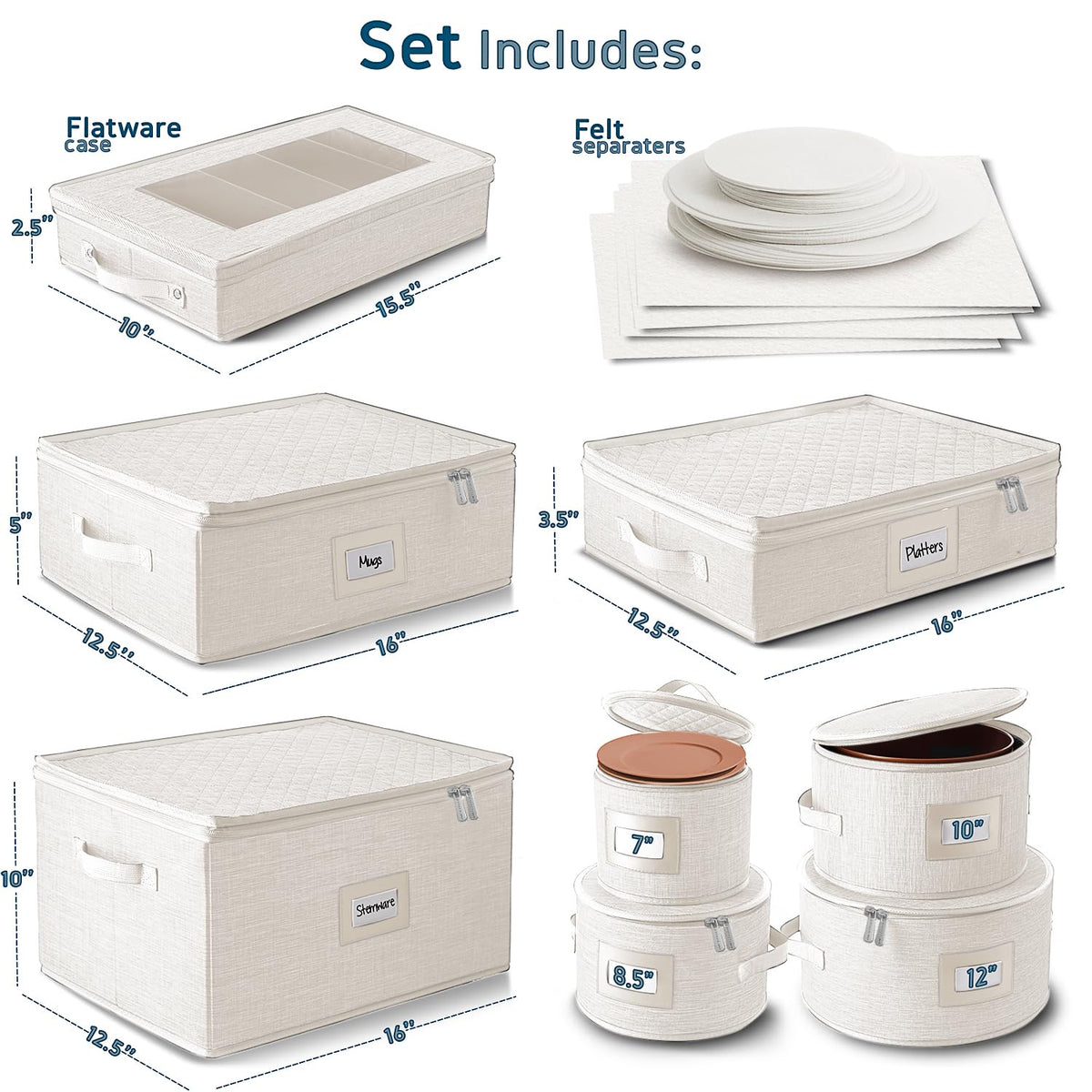 Fine China Storage Containers Hard Shell 8 Piece Set