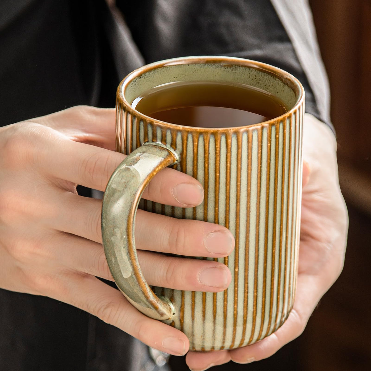 15.5oz 470ml Ceramics Teacups with Infuser and Lid