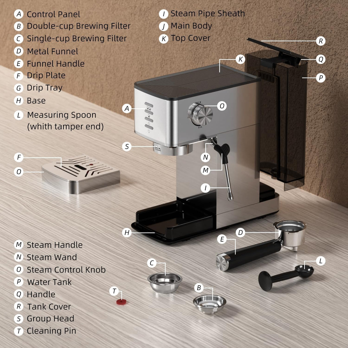 20 Bar Coffee Espresso Maker with Fast Cold Brew Function