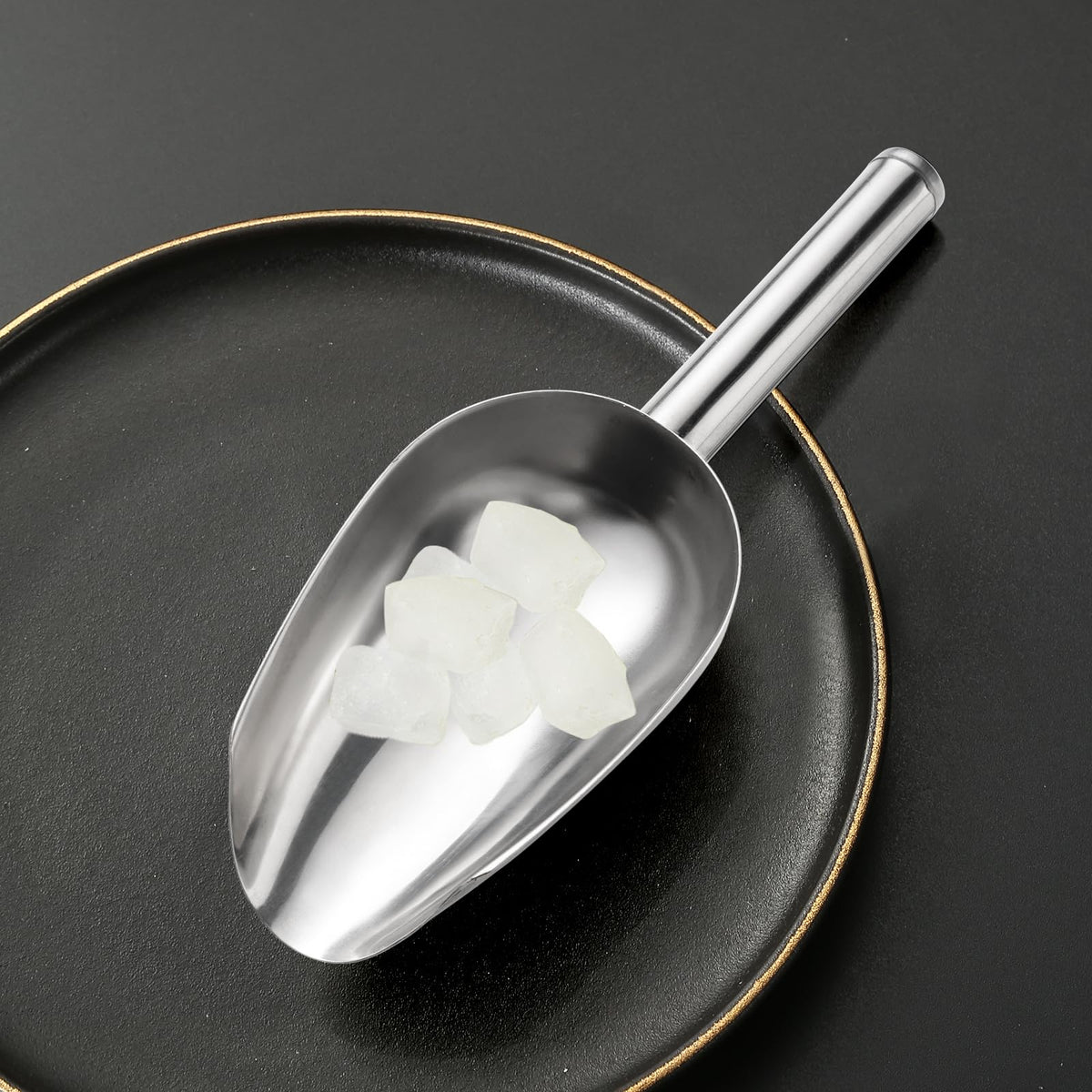 8 Pack 6 Ounce Stainless Steel Ice Scoop Small Metal Candy Scoop Mini Ice Cube Scoop Little Sugar Cream Scoo p for Home Kitchen Food Jars Protein Powders (8 Count)