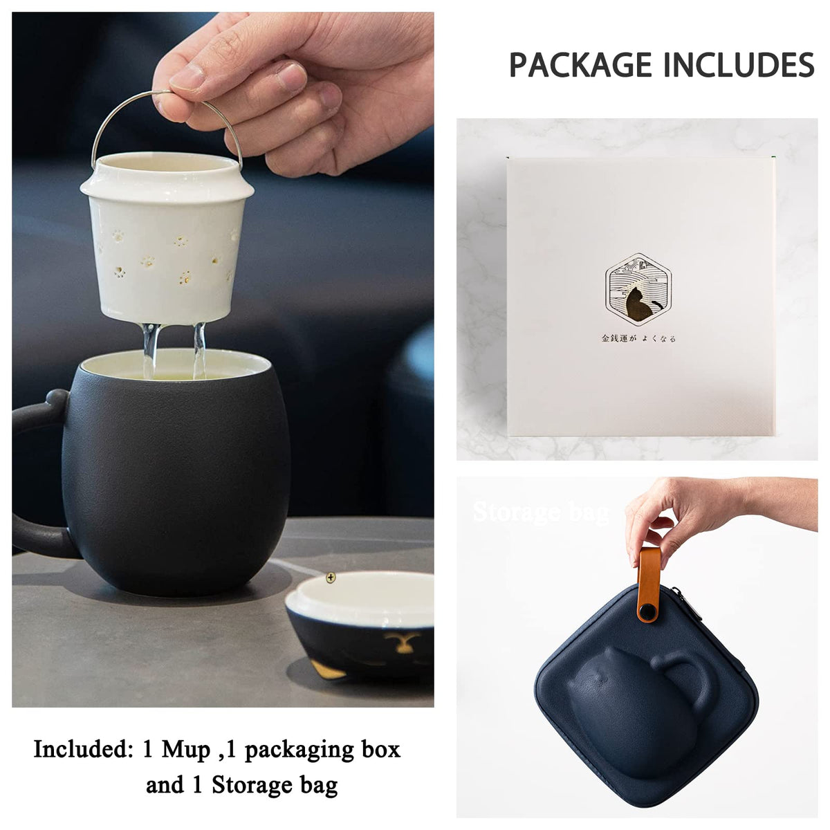 Liywall Ceramic Tea Mug with Infuser and Lid