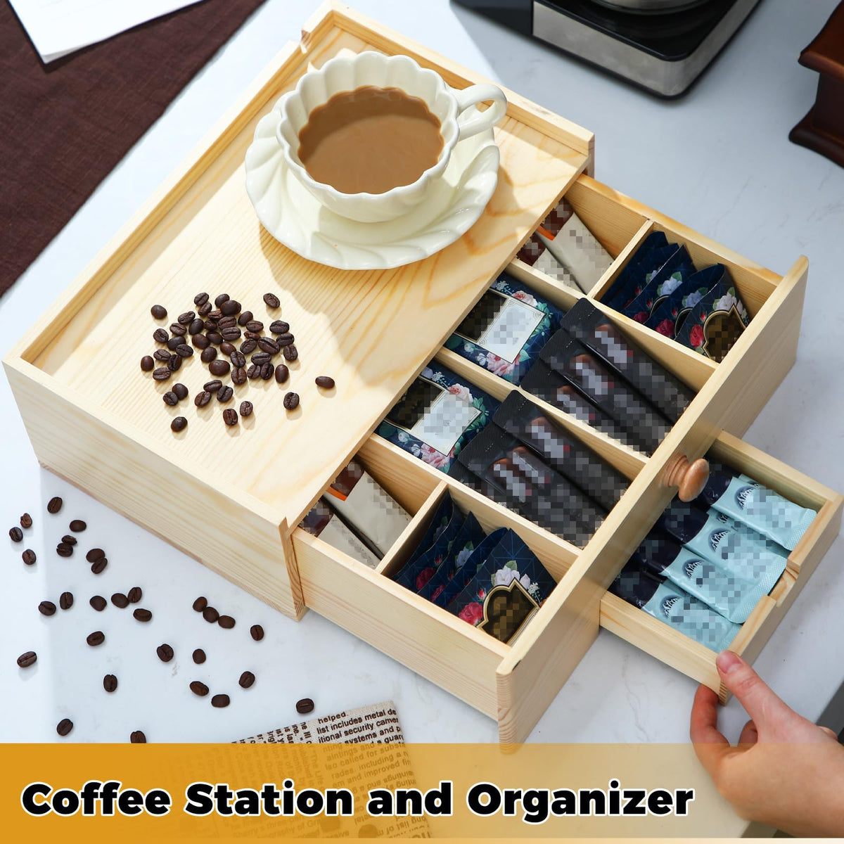 Tea Bag Organizer Wooden Tea Storage Box