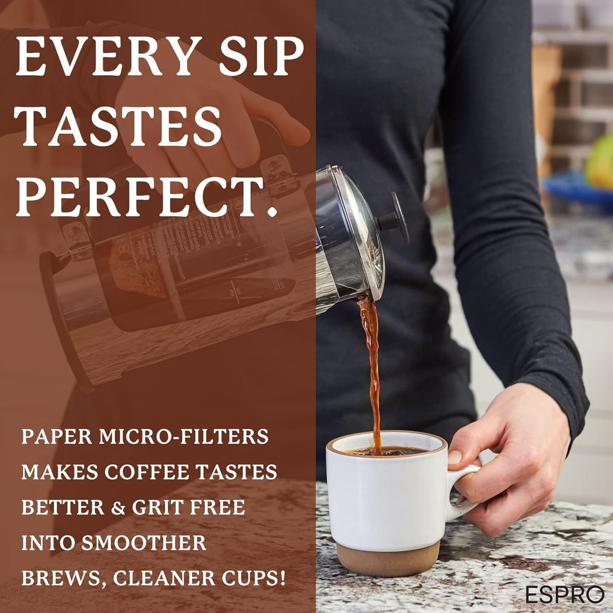 100 Count Coffee Paper Filters for ESPRO P1