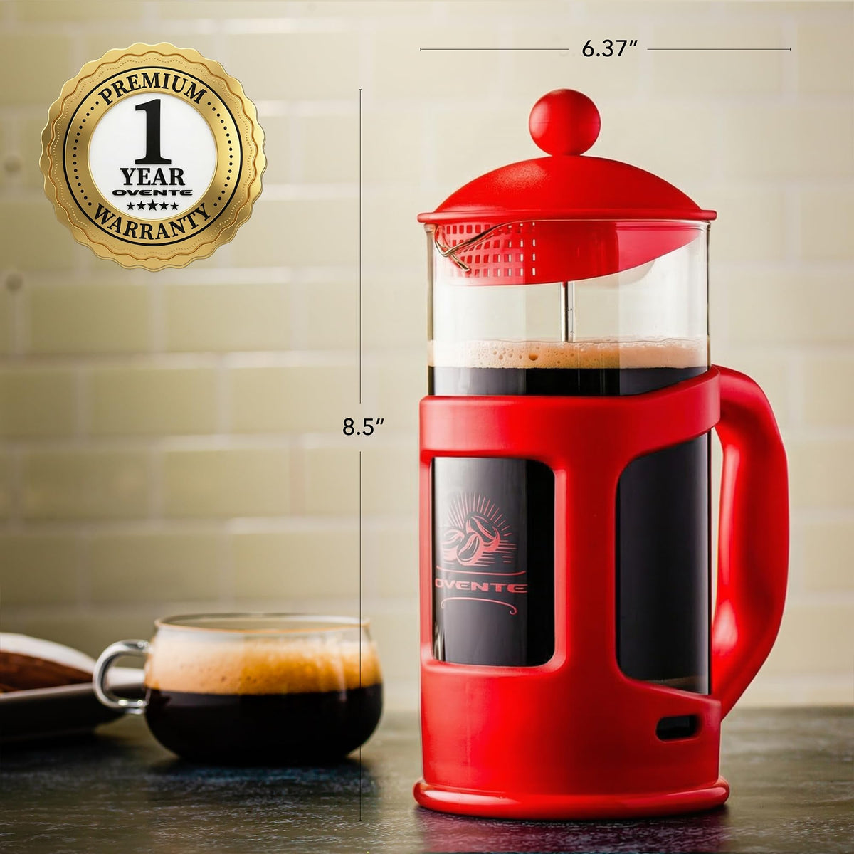 French Press Coffee Maker 34oz with 4