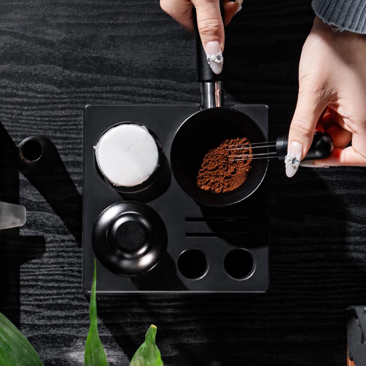 58mm Espresso Tamper Kit 4 in 1 Black