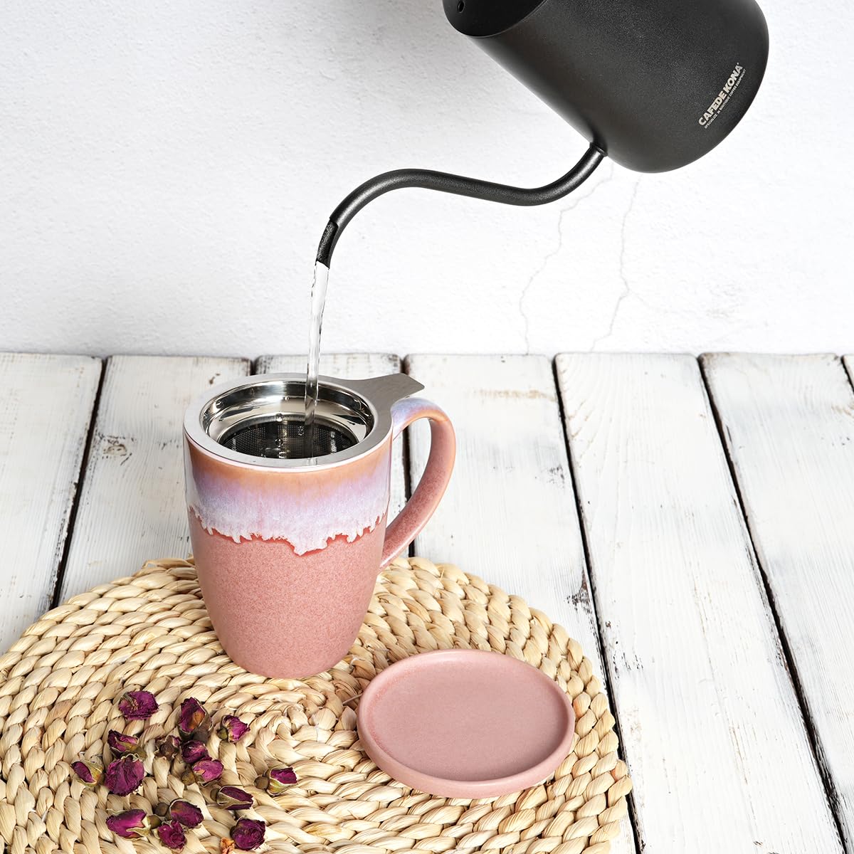 Ceramic Tea Cup with Infuser and Lid
