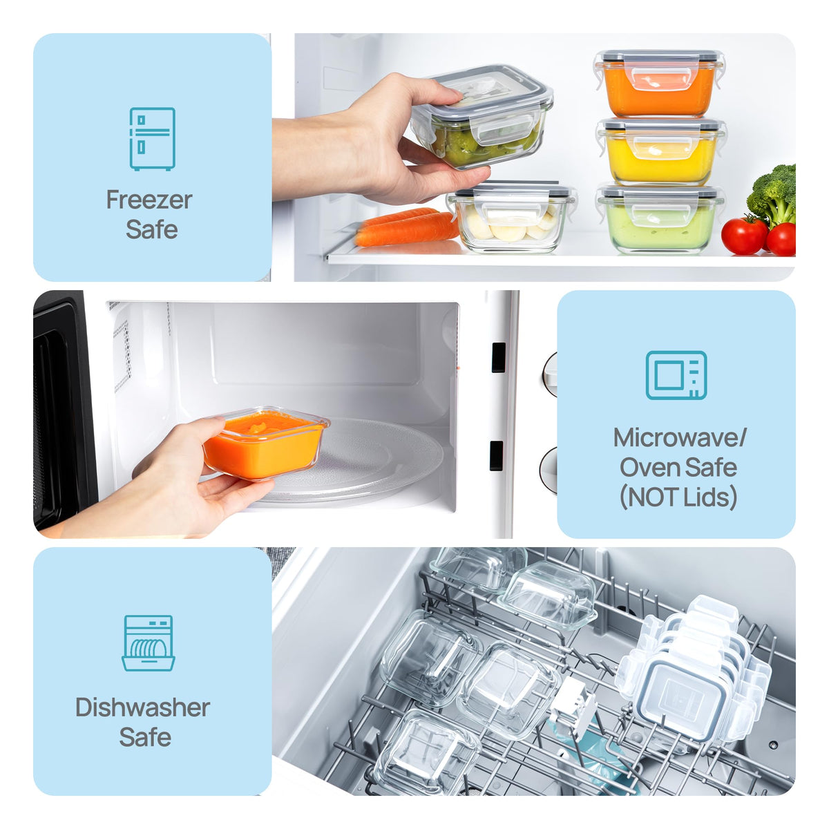5Pack 5oz Small Glass Storage Containers Set With Lids (5 Count)