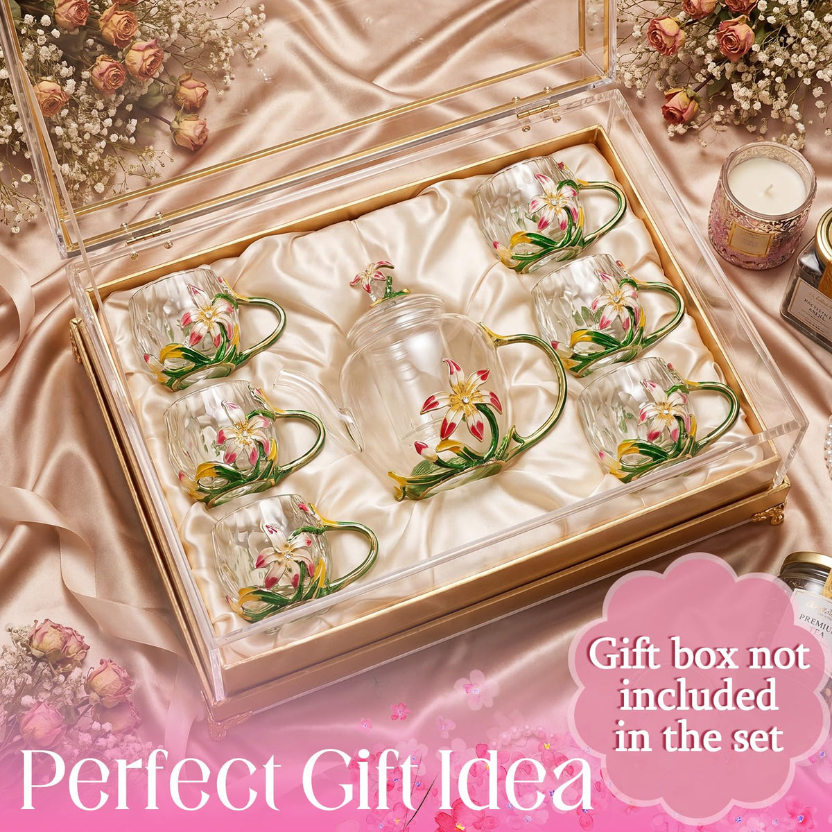 Floral Glass Tea Set (7 Count)