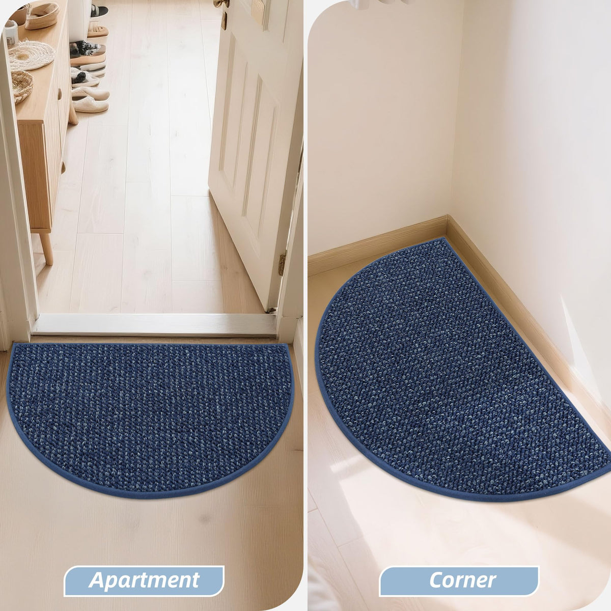 Dirt Trapper Door Mat 17" x 30" Half Circle Non Slip Rugs