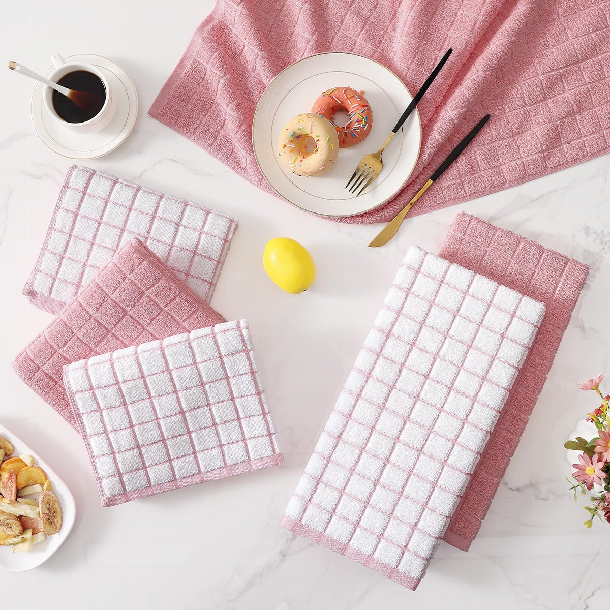 Large Premium Cotton Kitchen Towels 16"x 28" (12 Count)