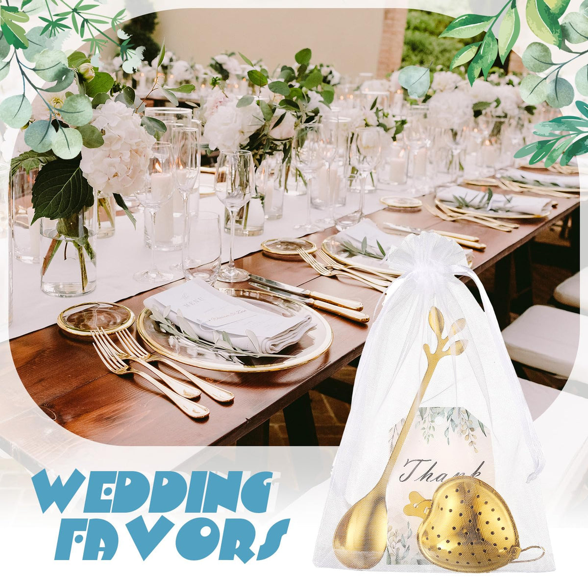 25 Sets Bridal Shower Tea Party Favor for Guest Leaf Tea Spoon (25 Count)