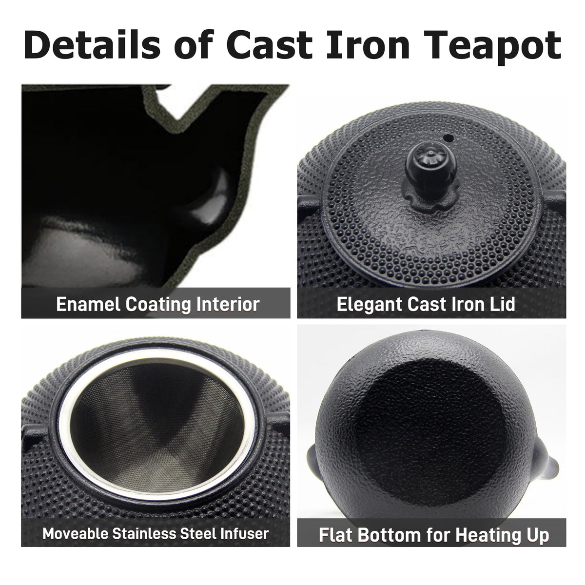 30.4oz Small Cast Iron Teapot Set with Candle Warmer