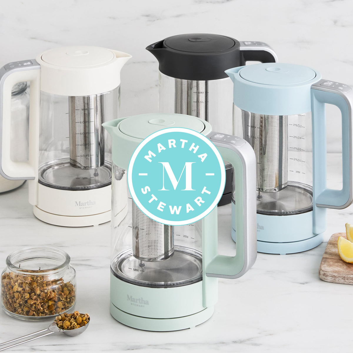 1.7L Glass Carafe Electric Kettle with Removable Tea Infuser